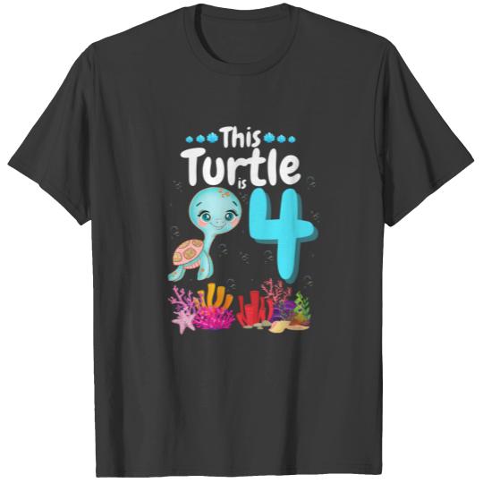 This Turtle Is 4 Years Old, Cute Under Sea Turtle T-shirt
