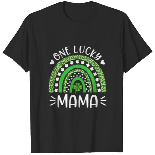 Discover One Lucky Mama Rainbow Leopard Shamrocks St Patric T-shirt