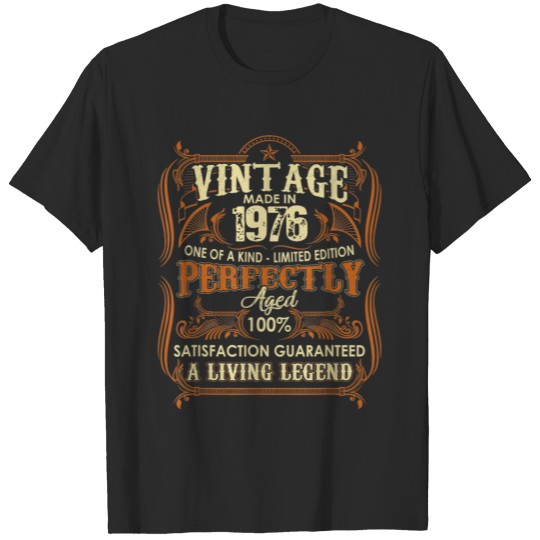 Discover Birthday Gift Vintage MadeIn 1976 , Happy Birthday T-shirt