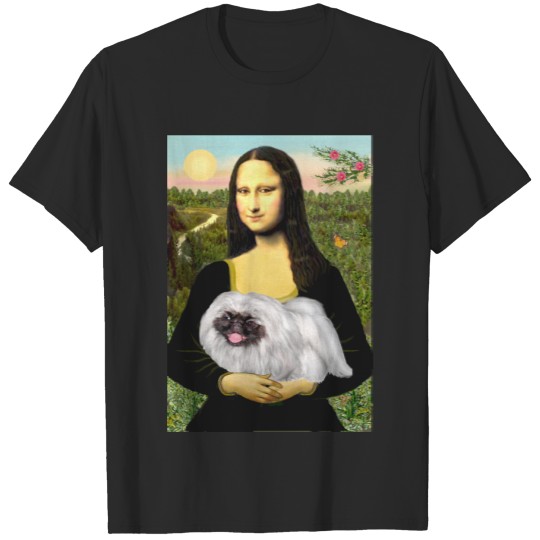 Discover Mona Lisa - White Pekingese, black mask T-shirt