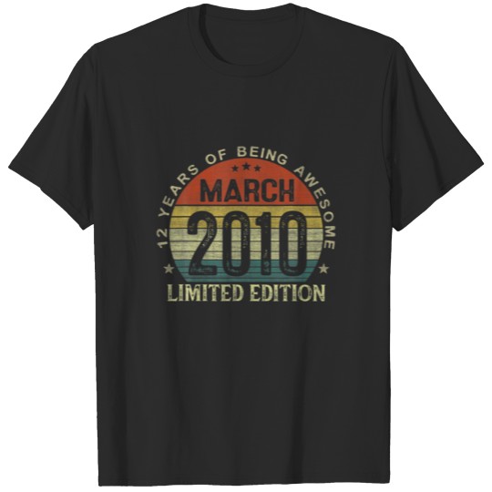 March 2010 12 Year Old Gifts For Boy Vintage 12Th T-shirt