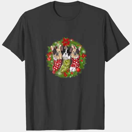Frenchie Christmas Cute French Bulldog Santa Dog X T-shirt
