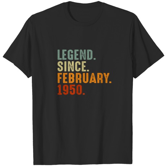 Discover Legend Since February 1950 Vintage Men Women 72Nd T-shirt