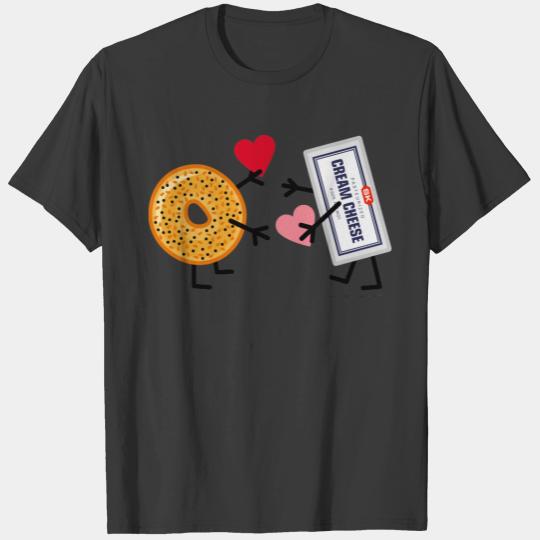 Bagel & Cream Cheese - Cute Valentine Hearts Love T-shirt