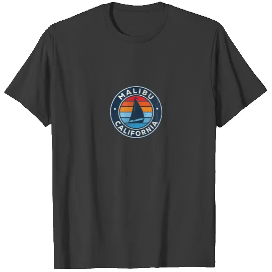 Malibu California CA Vintage Sailboat Retro 70S T-shirt