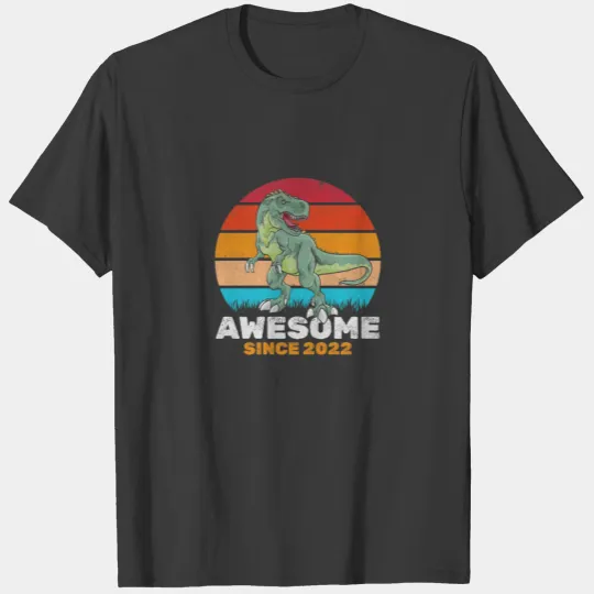 Kids Awesome Since 2022 Dino Baby Newborn Birthday T-shirt