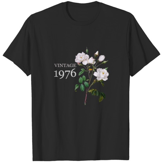 Discover Vintage 1976 White Rose Flower Mothers Day Birthda T-shirt