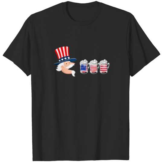 Discover Funny Uncle Sam 4Th Of July American Flag Beer Lov T-shirt