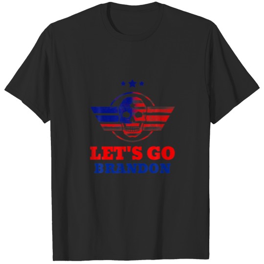 Discover Lets Go Brandon USA Skull Flag Distressed T-shirt
