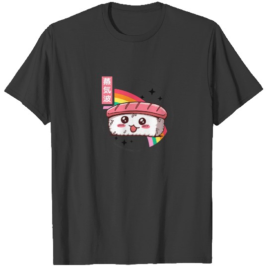 Discover Happy Sushi Rainbow Retro Japan Style Otaku Vaporw T-shirt