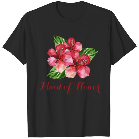 Maid of Honor Tropical Floral Red Hibiscus T-shirt