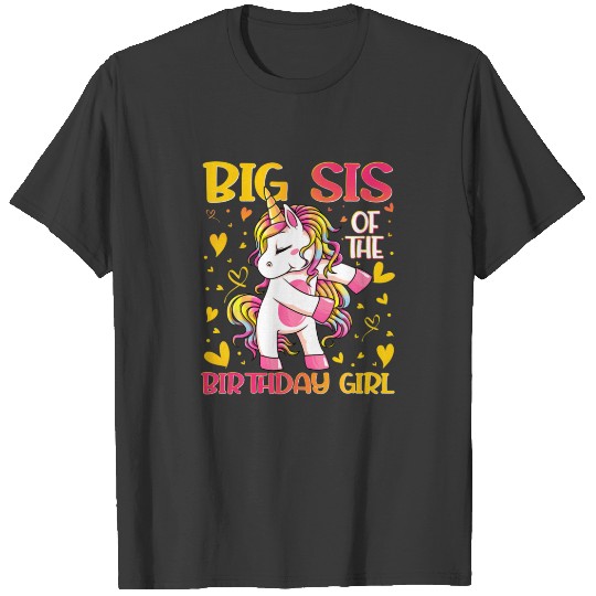 Discover Big Sis Of The Birthday Girl Flossing Unicorn Big T-shirt