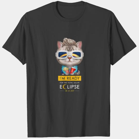 Grey Tabby Cat In Solar Eclipse Glasses T-shirt