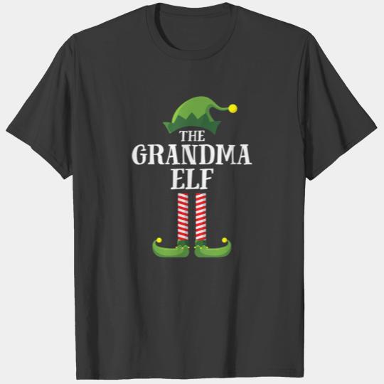 Grandma Elf Matching Family Group Christmas Party T-shirt