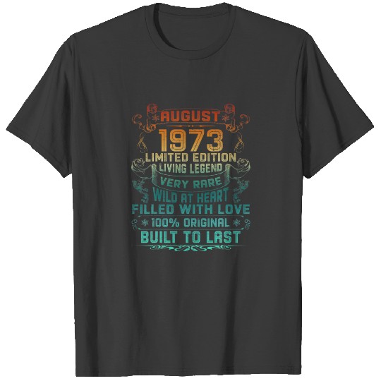 Discover Vintage 49 Years Old August 1973 49Th Birthday Gif T-shirt