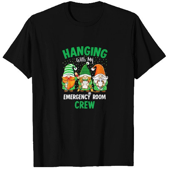 Gnome Hanging With Emergency Room Nurse St Patrick T-shirt