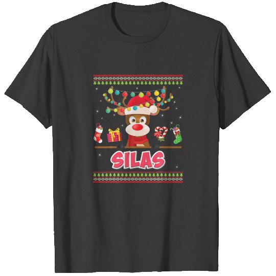Cute Reindeer Max Merry Christmas Light Santa Hat T-shirt
