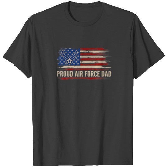 Vintage Proud Air Force Dad American Flag Veteran T-shirt