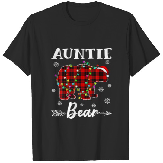 Discover Red Plaid Auntie Bear Matching Family Group Christ T-shirt