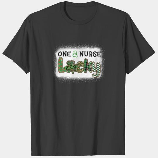 Funny One Nurse Lucky Leopard Bleached Gift For Wo T-shirt