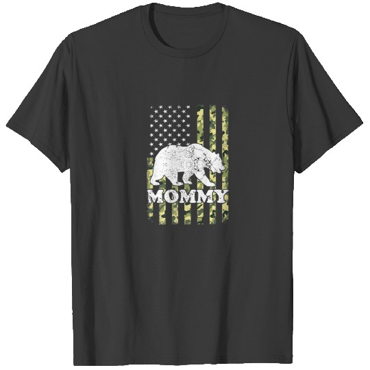 Mommy Bear Camping Hiking Camouflage USA American T-shirt