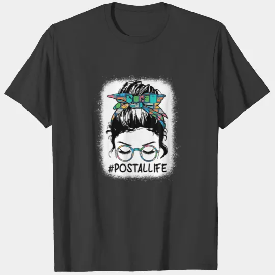 Bleached Postal Life Mom Leopard Messy Bun Mothers T-shirt