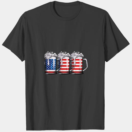 Beer American Flag T  4th of July Men Women M T-shirt
