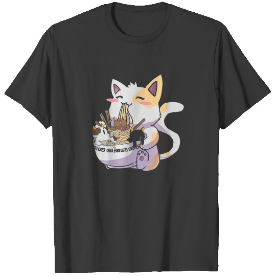 Neko Cat Ramen Bowl Japanese Noodles T-shirt