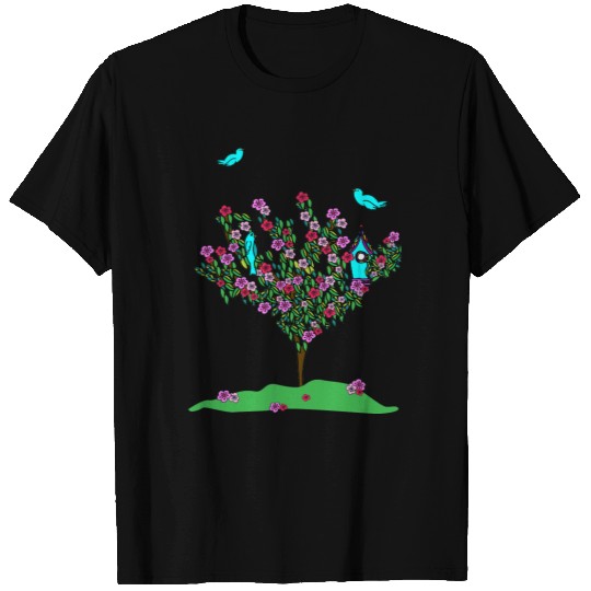 Cherry Blossom Bird Tree Monogram Love Peace Joy T-shirt