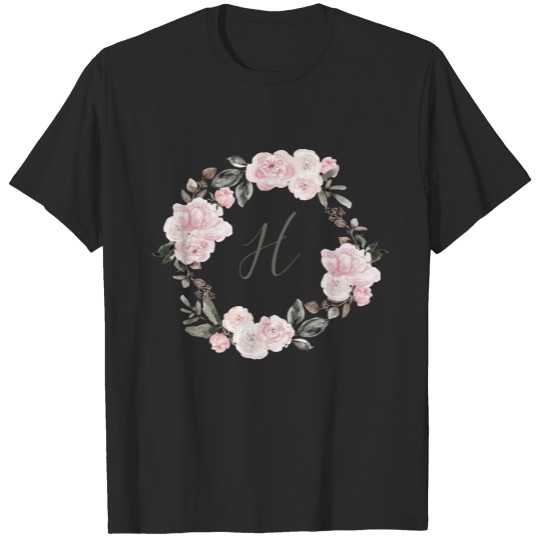 Discover Pretty and Cute Pink Floral Watercolor Wreath T-shirt