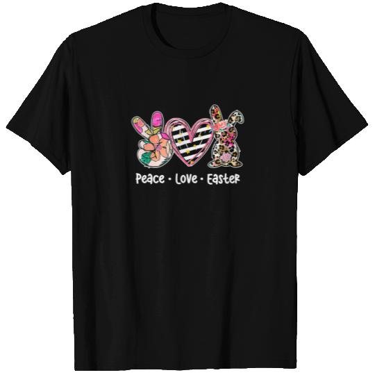 Peace Love Easter Cute Flower Bunny Easter Day Wom T-shirt