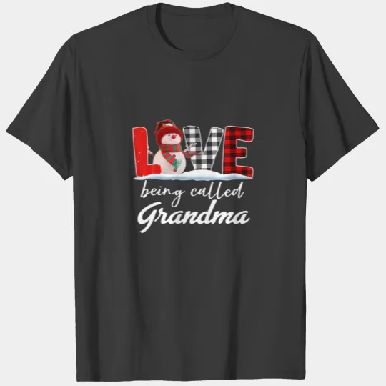 Love Being Called Grandma Snowman Christmas Red Pl T-shirt