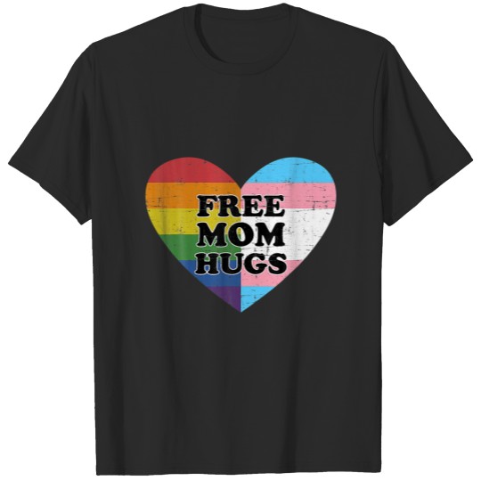 Discover Cute Free Mom Hugs With Rainbow And Transgender Fl T-shirt