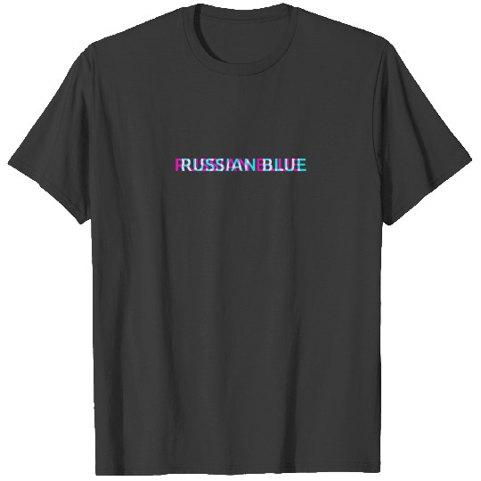 Russian Blue, Cool Cat Edgy Glitch Aesthetic Art T-shirt
