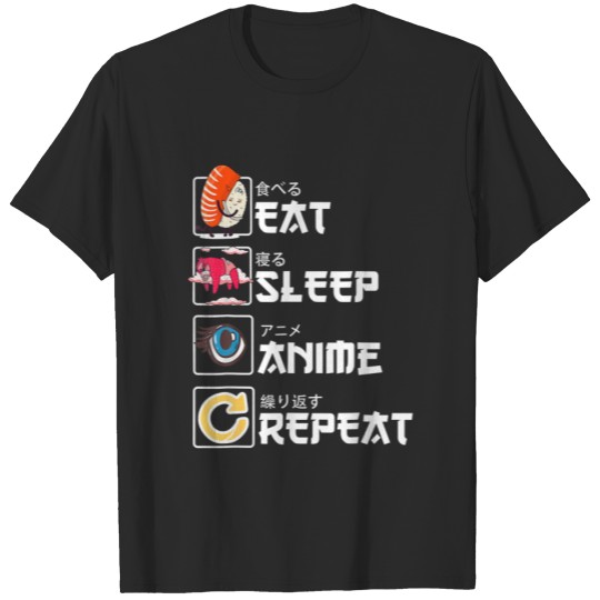 Eat Sleep Anime Repeat Kawaii Manga Sushi Cute Ani T-shirt