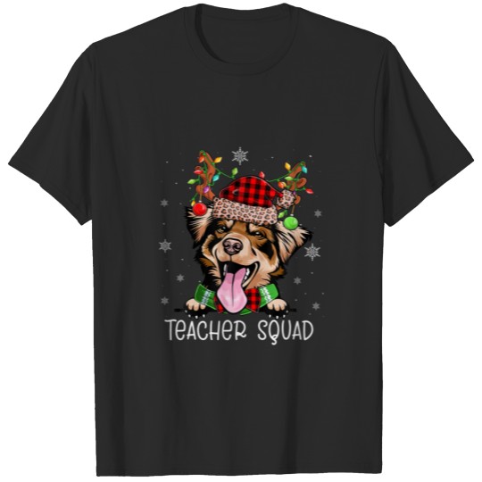 Teacher Squad Reindeer Australian Shepherd Teacher T-shirt