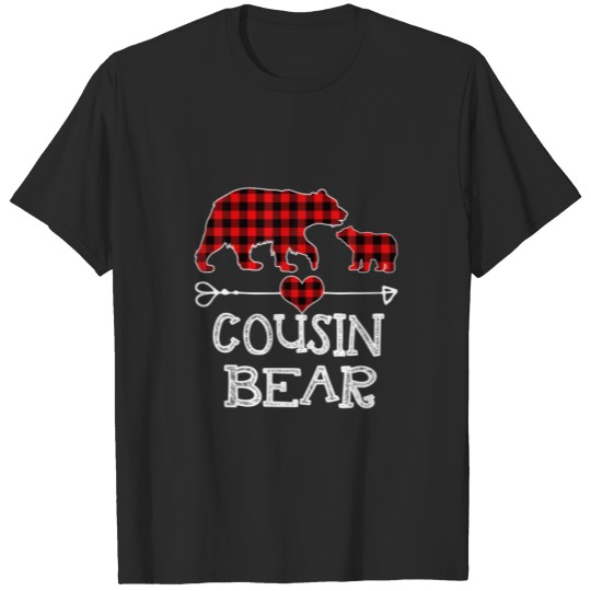 Discover Cousin Bear Christmas Pajama Red Plaid Buffalo Fam T-shirt
