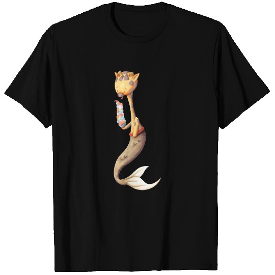 Unique Giraffe with mermaid tail Mer-giraffe T-shirt