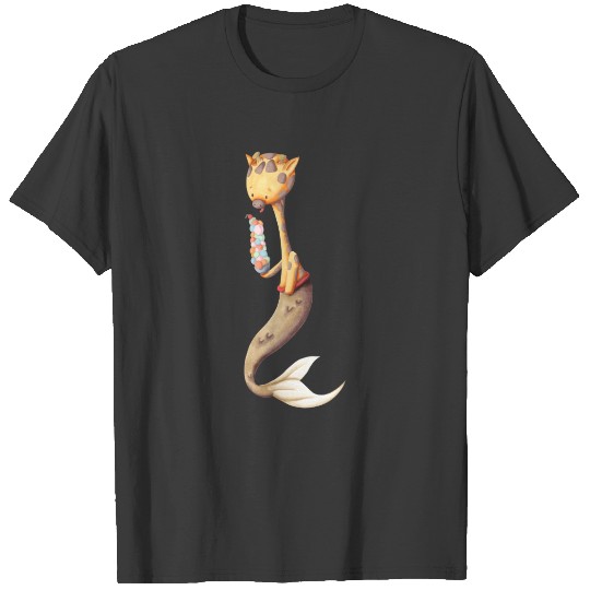 Unique Giraffe with mermaid tail Mer-giraffe T-shirt