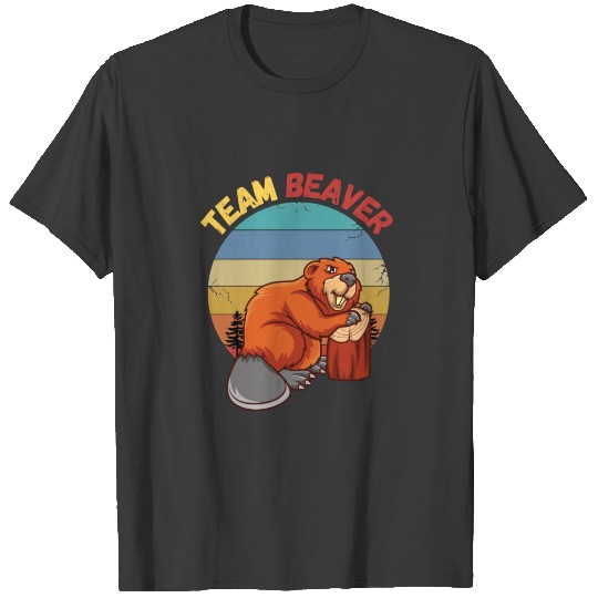 Team Beaver Retro Sunset Beavers Lover T-shirt