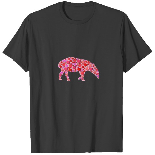 Cute Hearts Tapir Funny Animals Lover Valentines D T-shirt
