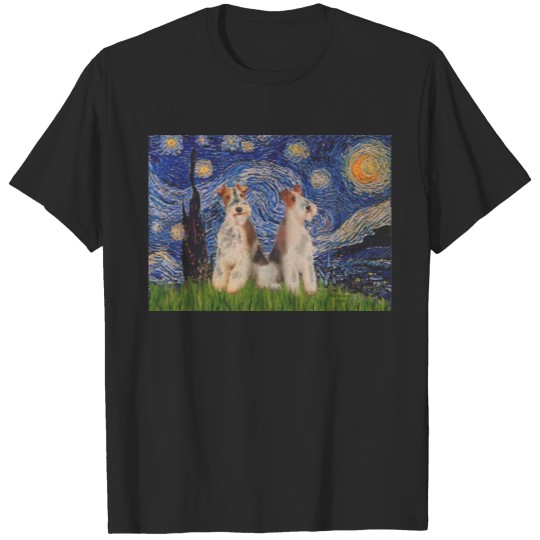 Discover Starry Night - Two Wire Fox Terriers T-shirt