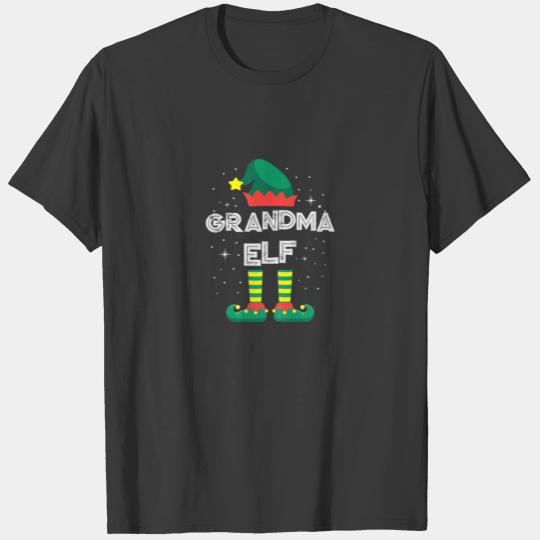 Womens Grandma Elf Funny Family Matching Christmas T-shirt