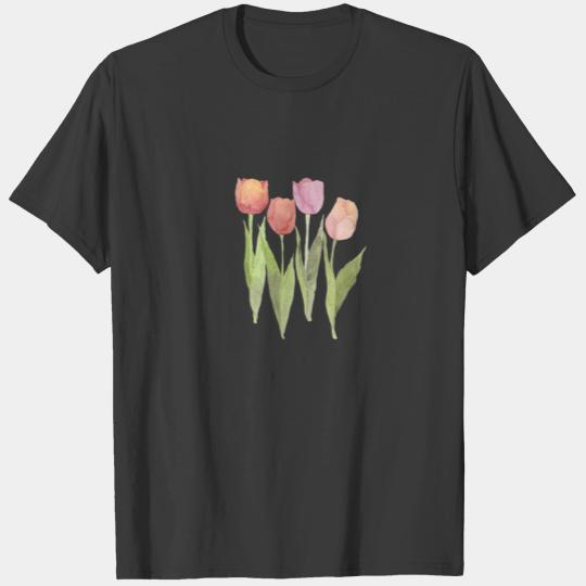 WATERCOLOR SPRING TULIPS Floral Design For Flower T-shirt