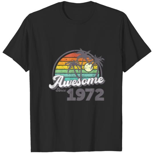 Discover Retro Awesome Since 1972 Palm Trees Design T-shirt