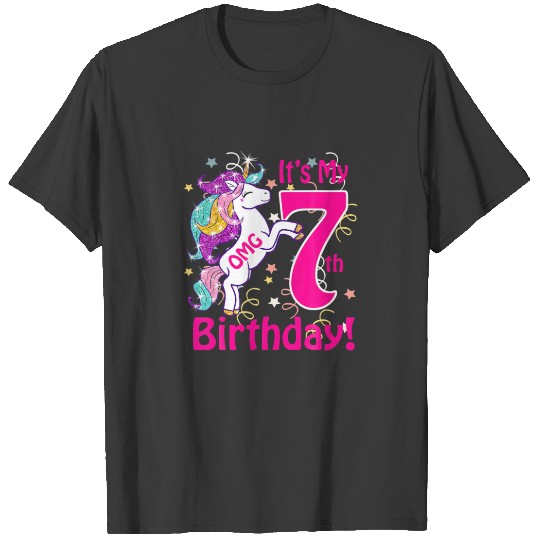 OMG It's My 7Th Birthday Girls Unicorn (7 Years Ol T-shirt