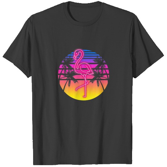 Tropical Summer Exotic Animal Vaporwave Flamingo T-shirt