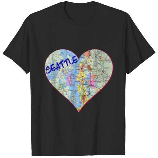 Discover Seattle Map Heart T-shirt