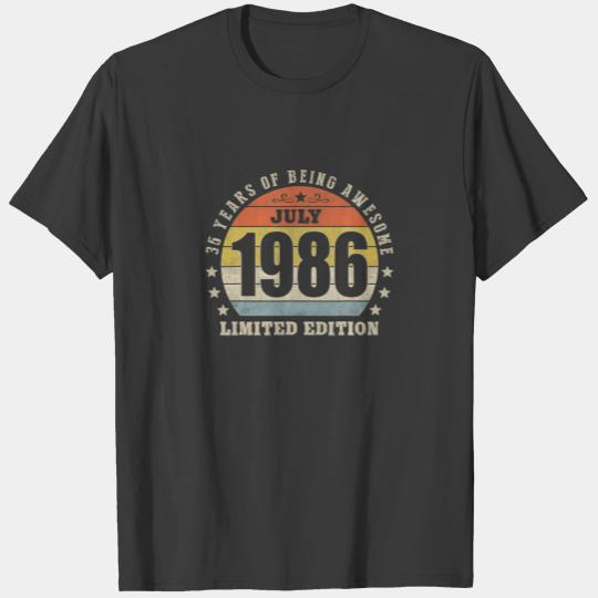 35 Year Old Vintage July 1986 Limited Edition 35Th T-shirt