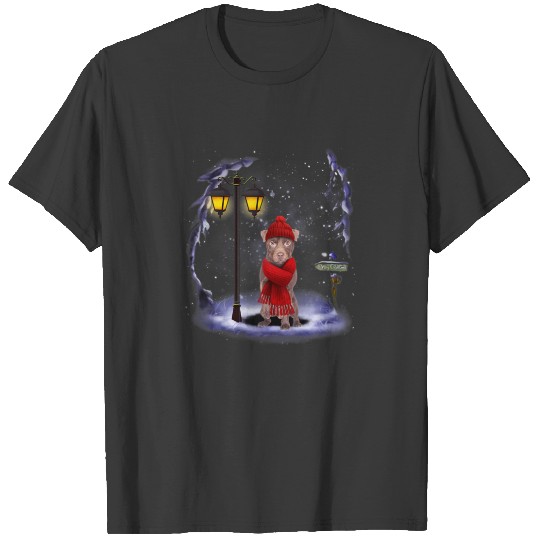 Patterdale Terrier Santa Snow Christmas Light Wint T-shirt